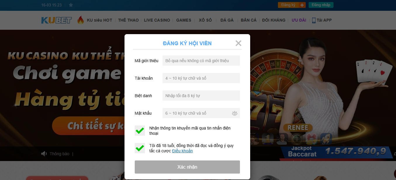 Hướng dẫn tạo tài khoản Kubet 